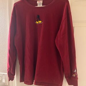 Disney Burgundy Sweatshirt with Embroidered Character